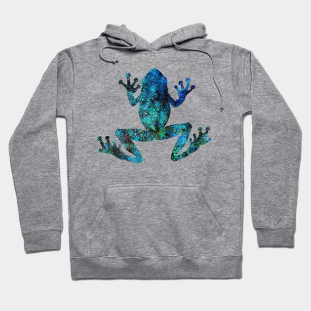 Colorful Blue Turquoise Frog Amphibian Gift For Frog Lover Hoodie by twizzler3b